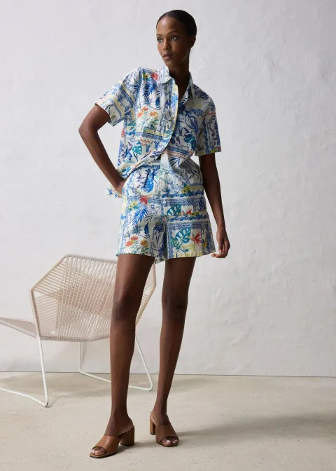 Short en coton et soie