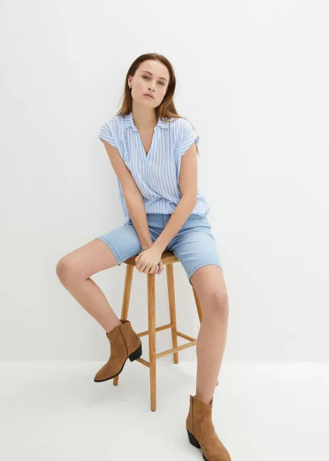 Bermuda slim en jean, taille mi-haute