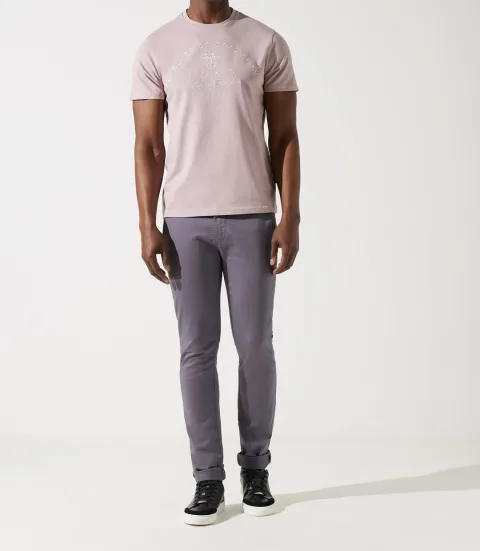 IZAC - T-shirt col rond brodé rose vieilli GUY