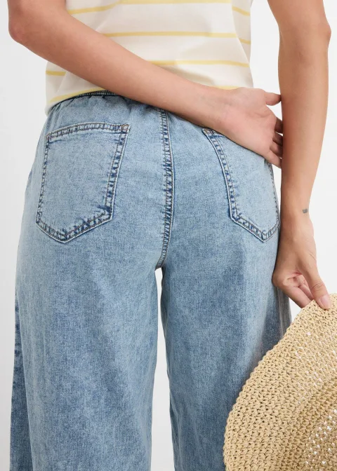 Jean barrel taille mi-haute élastiquée
