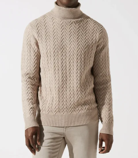 IZAC - Pull col roulé torsade beige