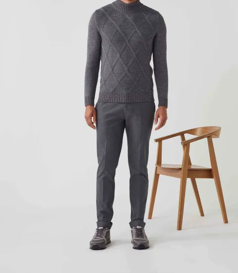 IZAC - Pull col montant laine gris ''Simeo''