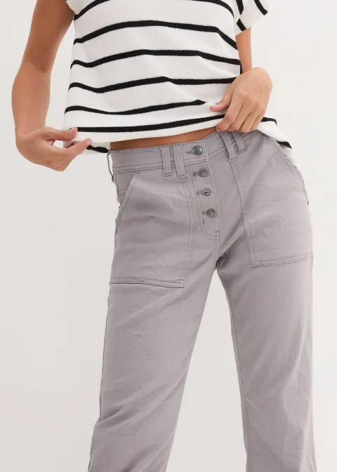 Pantalon extensible avec effet crash, longueur 3/4