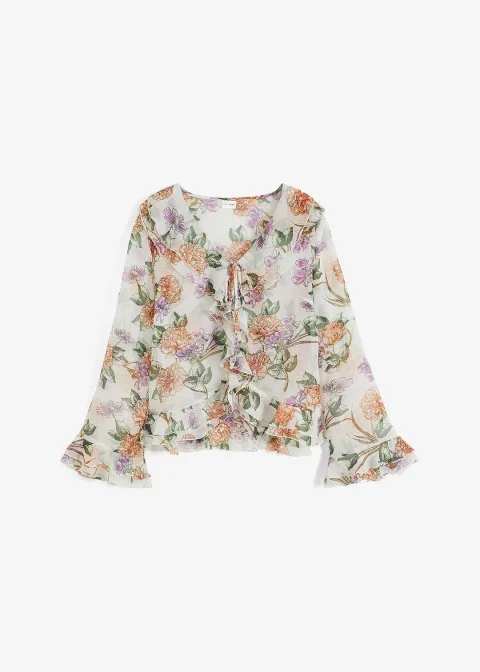 Blouse en mousseline à volants