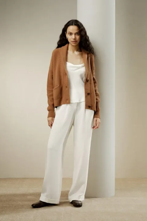 LILYSILK Cardigan Long Femme Caramel Silhouette Légèrement Laine Et De Cachemire Doux Et Chauds Facile À Porter Et À Assortir S