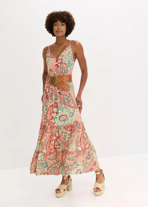 Robe à fines bretelles en jersey viscose extensible