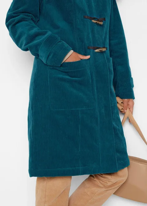 Duffle-coat en velours côtelé doublé