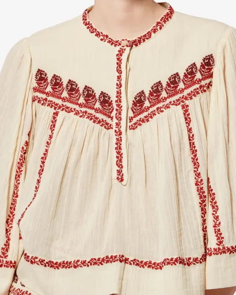 Blouse Juline - Femme - Beige-red - Taille44 - Marant Étoile - Collection Été Femme - Nouvelle Collection Capsule High Summer