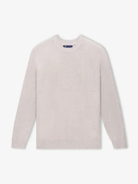 IZAC - Pull col rond jeux de point beige