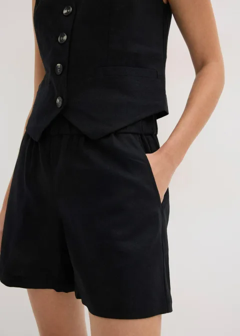 Gilet sans manches et short en lin mélangé