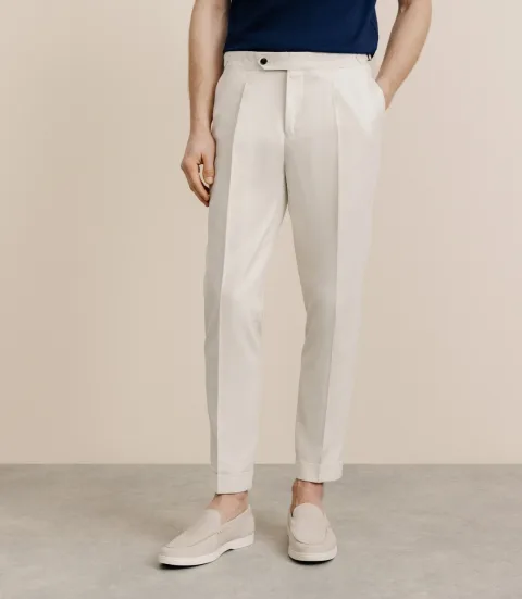 IZAC - Pantalon taille mi-haute beige