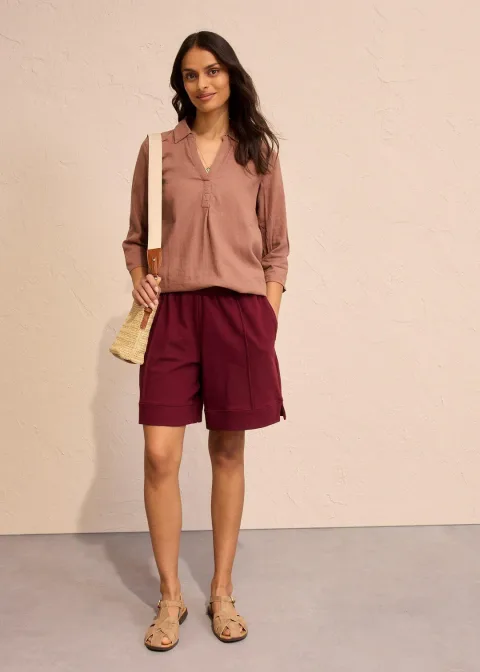 Short sweat en coton mélangé