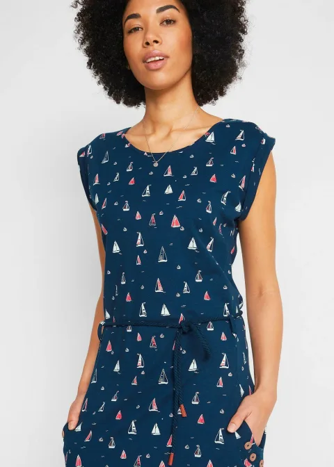 Robe en jersey imprimé à manches papillon