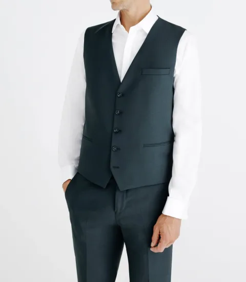 IZAC - Gilet ville aspect brillant vert foncé