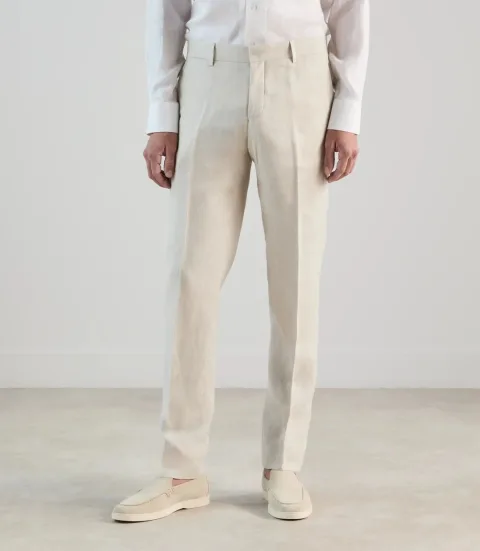 IZAC - Pantalon ville 100% lin beige