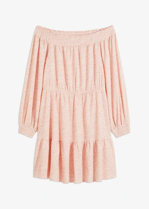 Robe imprimée col Bardot