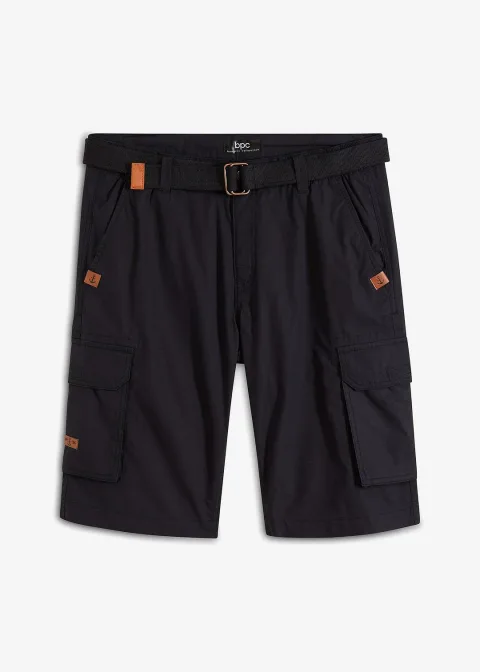 Bermuda cargo avec ceinture et taille élastiquée, regular