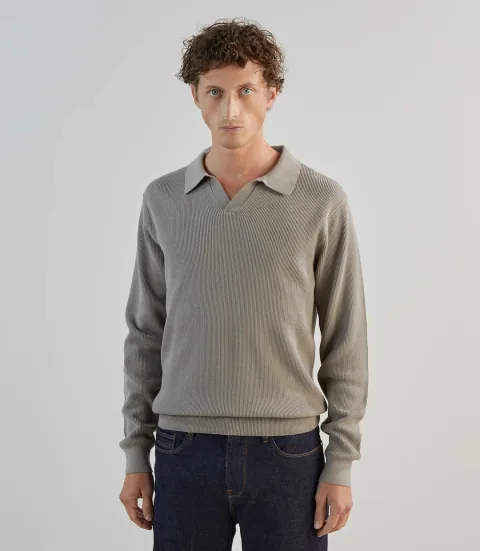 IZAC - Pull col polo taupe