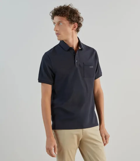 IZAC - Polo col boutonné marine