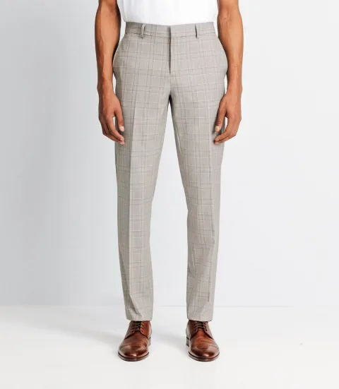 IZAC - Pantalon ville à carreaux marron