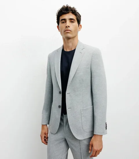 IZAC - Veste ville en maille 2 boutons gris