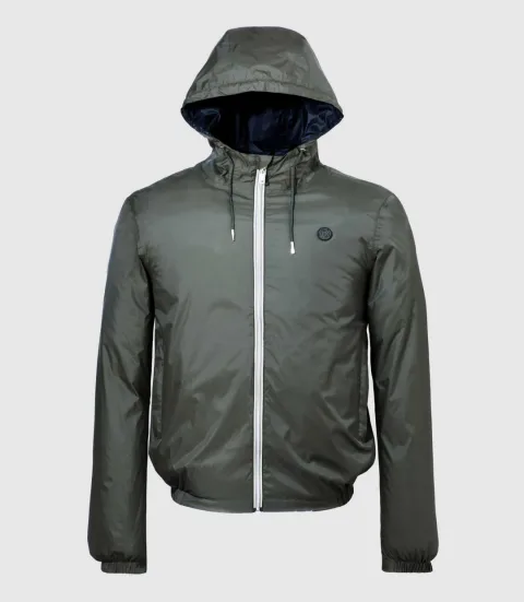 IZAC - Blouson à capuche réversible kaki et noir ''Ryan''