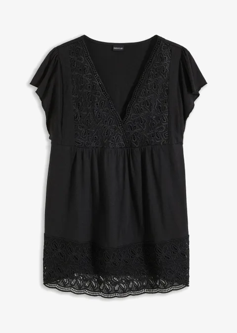 T-shirt avec décolleté en dentelle