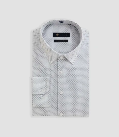 IZAC - Chemise imprimée micro motif blanche ''Bonniface''