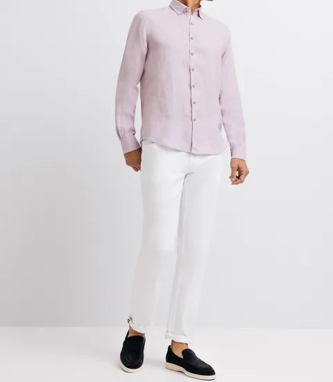 IZAC - Chemise unie en lin parme