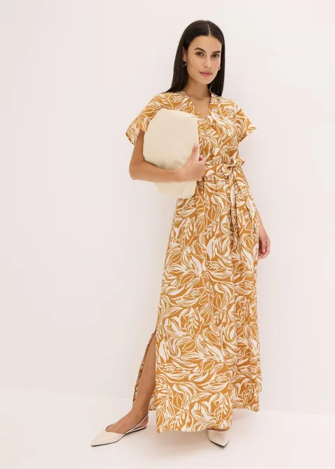 Robe longue imprimée en viscose mélangée