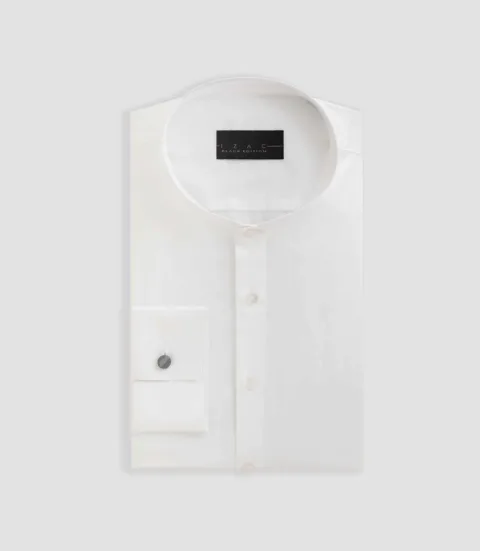 IZAC - Chemise satin col officier blanche ''Benjamin''