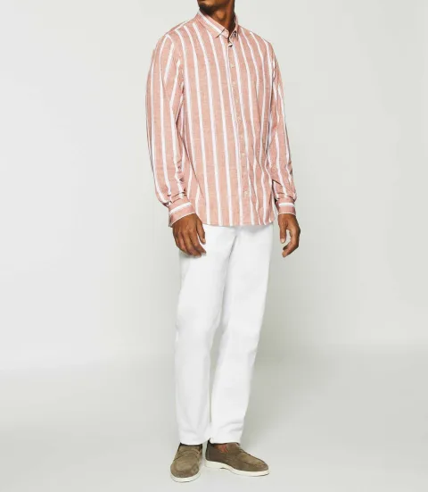 IZAC - Chemise à rayures terracotta KYLE