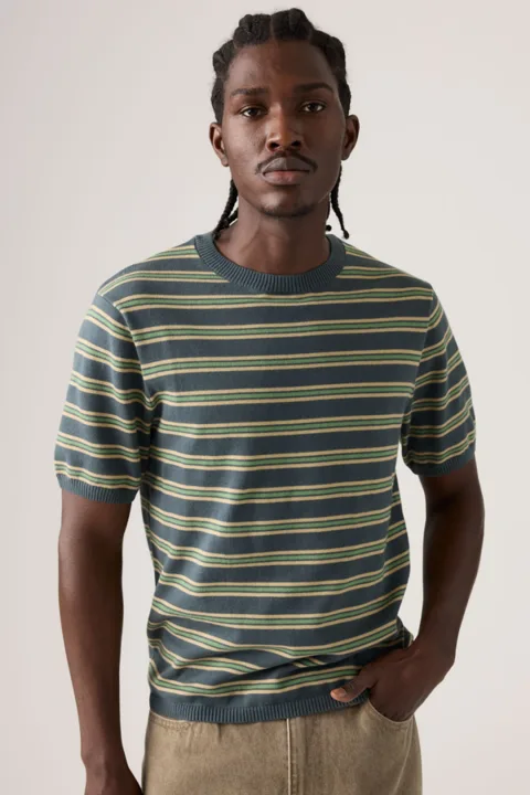 Levi's Short Sleeve Sweater Tee - Homme - Multicolore / Lucas Stripe Egret - 2XL