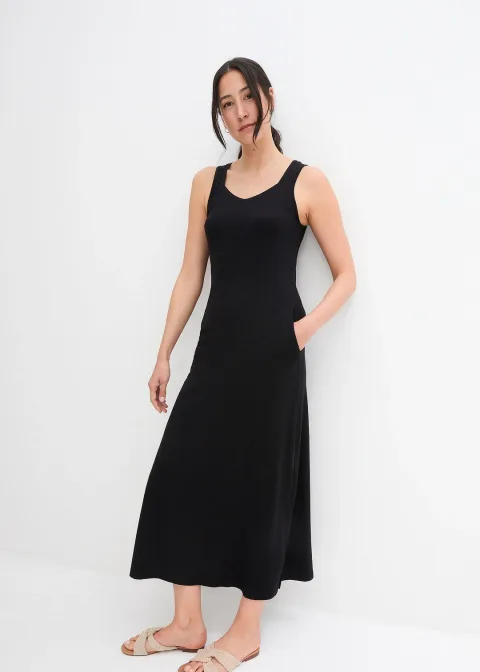 Robe longue en coton et viscose