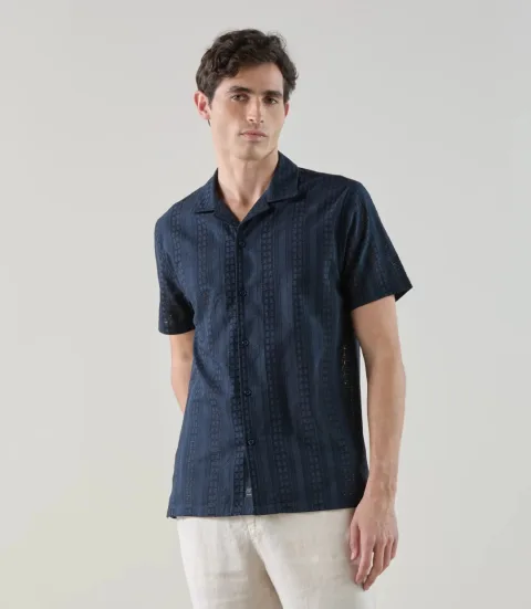 IZAC - Chemise brodée marine