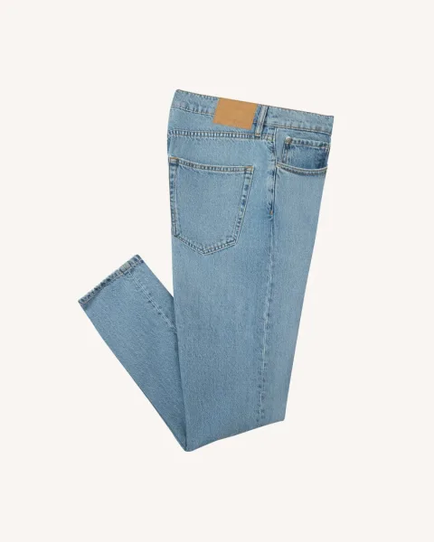 Jean tapered denim clair coton recyclé - DENIM TAPERED