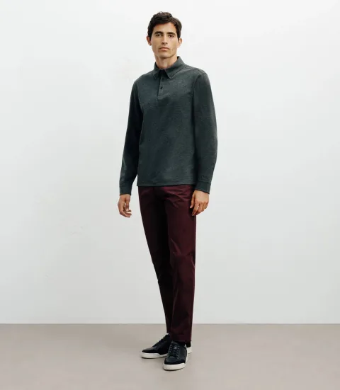 IZAC - Polo boutonné manches longues anthracite