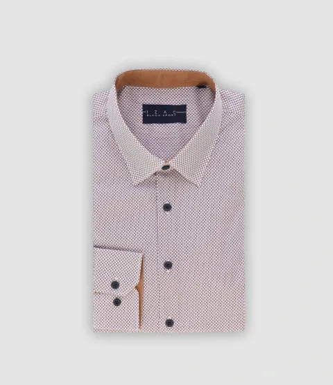 IZAC - Chemise ville imprimée camel marine PALMA