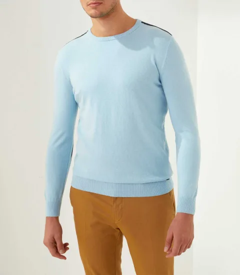 IZAC - Pull col rond ciel ''Flavi''