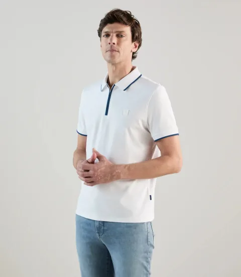 IZAC - Polo à col zippé blanc