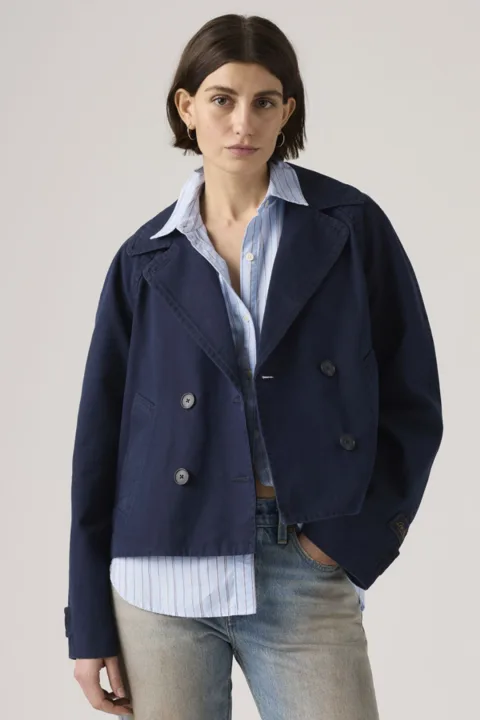 Levi's Veste Swing Trench Crop Bree - Femme - Bleu / Nightwatch Blue - XS