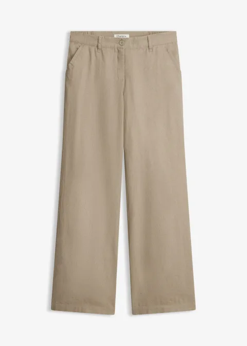 Pantalon tissé en lin et coton