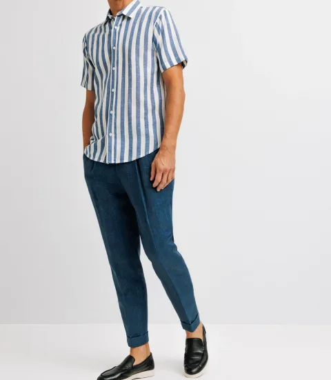 IZAC - Chemise casual rayée bleue