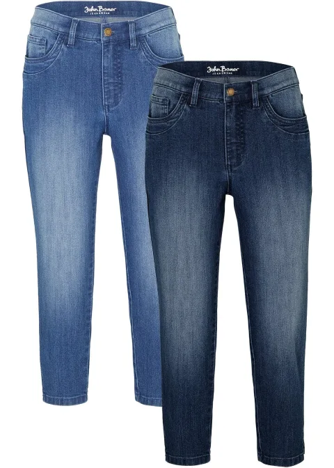 Lot de 2 jeans slim, longueur 3/4, taille mi-haute