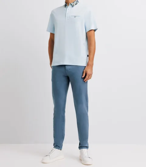 IZAC - Polo avec broderie bleu ciel