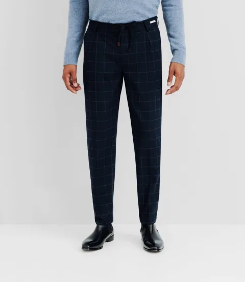 IZAC - Pantalon ville à carreaux marine