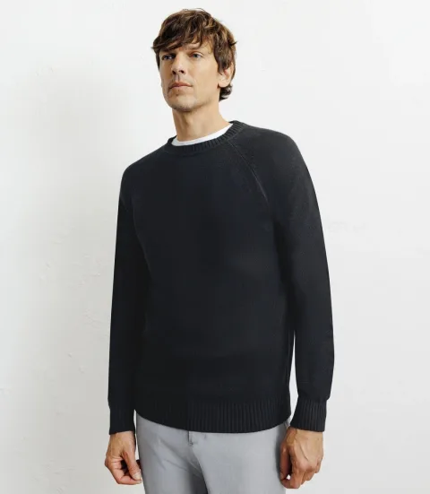 IZAC - Pull en laine col rond noir