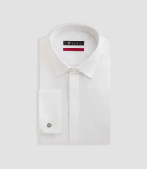 IZAC - Chemise en satin stretch blanc SASTRETCHMIXTE