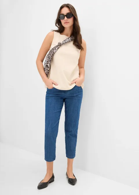 Lot de 2 pantalons 7/8 droits, taille mi-haute élastiquée