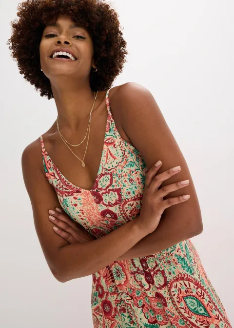 Robe à fines bretelles en jersey viscose extensible